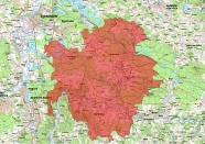 Karte des Forstreviers Nittenau; genaue Beschreibung steht neben Bild