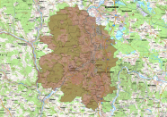 Karte des Forstreviers Schwandorf II; genaue Beschreibung steht neben Bild
