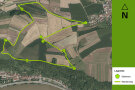 Wanderweg mit eingezeichneten Stationen aus der Vogelperspektive
