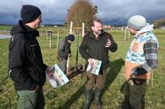 4 Personen stehen auf einer Wiese